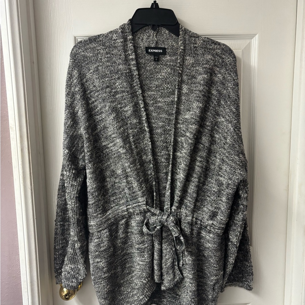 Express Women's Charcoal Tie-Front Cardigan